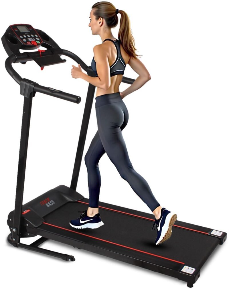SereneLife Electric Folding Treadmill Exercise Machine - Smart Compact Digital Fitness Treadmill Workout Trainer w/Bluetooth App Sync, Manual Incline Adjustment, for Walking, Running, Gym - Image 5