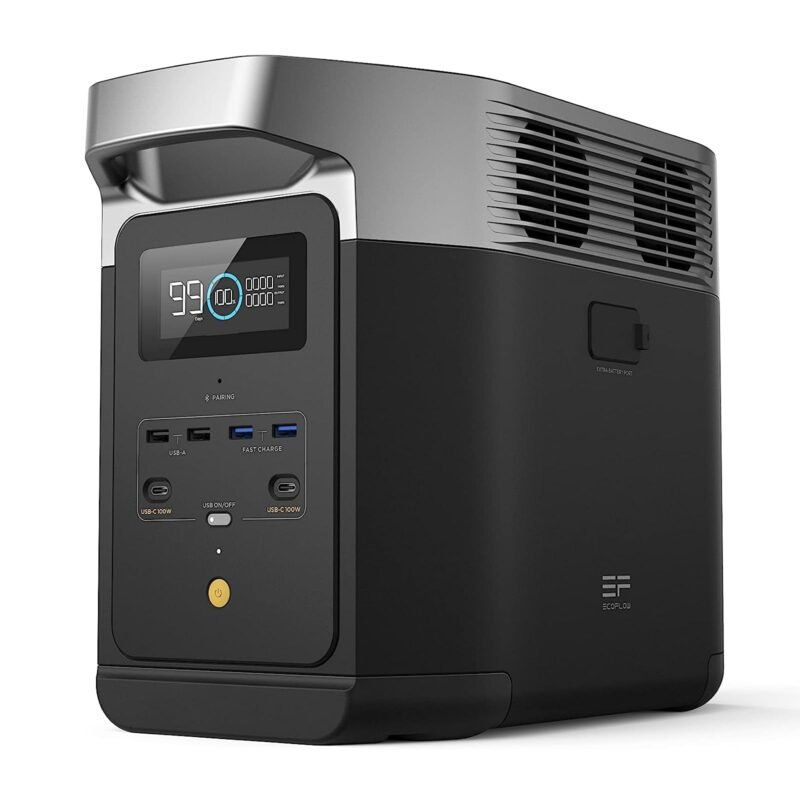 EF ECOFLOW Portable Power Station DELTA 2, 1024Wh LiFePO4 (LFP) Battery, 1800W AC/100W USB-C Output, Solar Generator(Solar Panel Optional) for Home Backup Power, Camping & RVs - Image 5