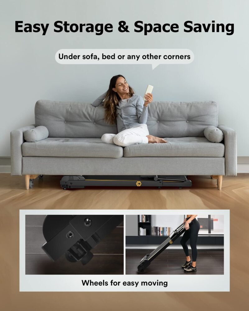 UREVO Walking Pad Treadmills for Home Office, Under Desk Compact Design Treadmill Portable Walking Pad Treadmill with Remote Control, LED Display - Image 7