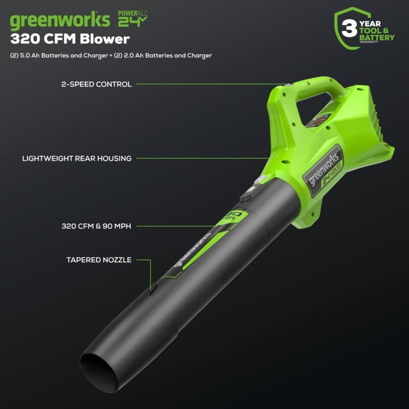 Greenworks 48V (2 x 24V) 17" Brushless Cordless (Push) Lawn Mower, (2) 4.0Ah Batteries and Dual Port Rapid Charger Included - Image 13