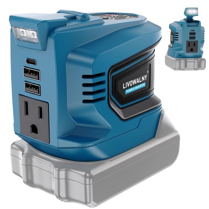 200W Power Inverter for Dewalt 20V, DC 20V to AC 110-120V Battery Inverter, Portable Power Station Generator, Charger Adapter Battery Powered Outlet with 2 USB Ports & 1 Type-C & 1 AC Outlet - Image 5