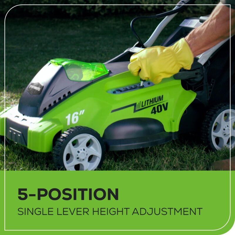 Greenworks 40V 16" Cordless Lawn Mower, Ultra-Light Push Mower with 4.0Ah Battery & Charger(75+ Tool Compatibility, 45Min Runtime) - Image 9
