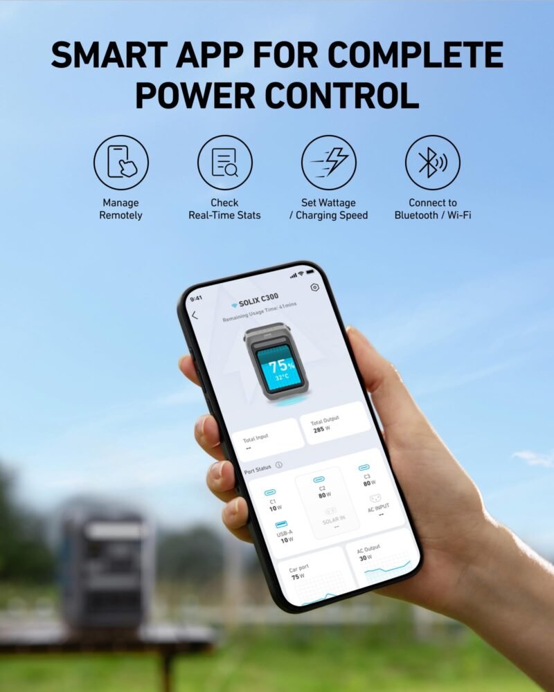 Anker SOLIX C300 Portable Power Station, Outdoor 288Wh LiFePO4 Battery, 300W (600W Surge) Solar Generator, 140W Two-Way Fast Charging, for Camping, Traveling, and Emergencies (Solar Panel Optional) - Image 13