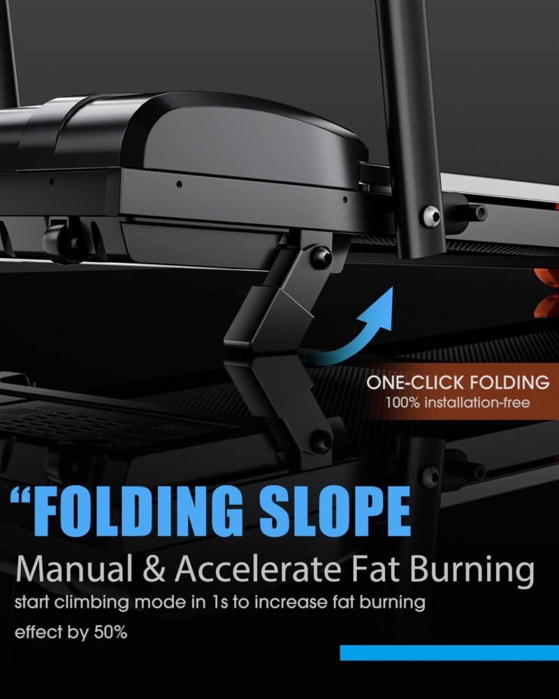 4.0/7.8MPH Walking Pad Treadmill with Folding Slope, Larger Screen Display Under Desk Treadmill 300 lb Capacity, Portable Treadmills for Small Spaces, Home, Work for Smart APP - Image 3