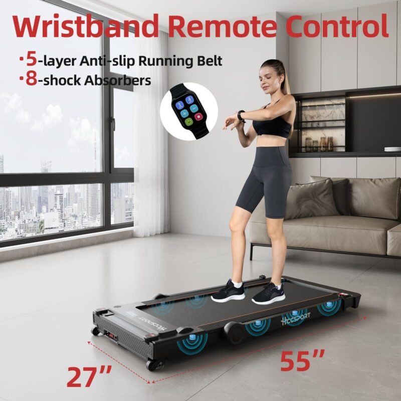 3 in 1 Under Desk Treadmill With Incline - Walking Pad With Removable Desk Workstation, 3.5HP Foldable Compact for Home Small Office - Wristband Remote Control - Image 7