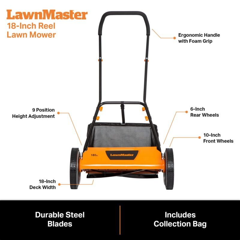 LawnMaster LMRM1602 Push Reel Lawn Mower 16-Inch 5-Blade - Image 14