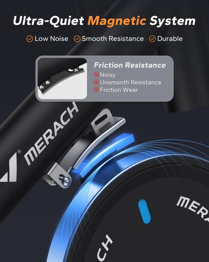 MERACH Exercise Bike, Brake Pad Stationary Bike with Exclusive App, Low Noise Indoor Cycling Bike with 300lbs Weight Capacity, Tablet Mount and Fitness Courses for Weight Loss - Image 16