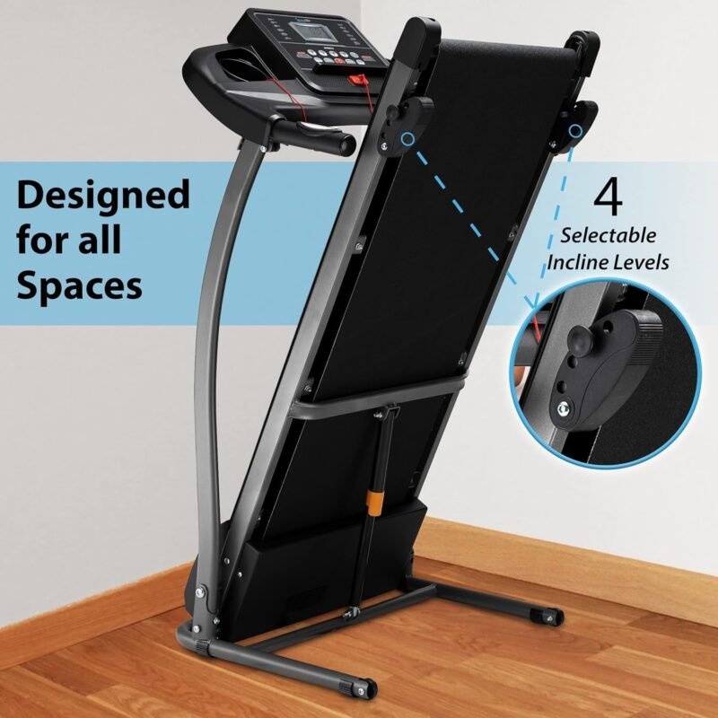 SereneLife Electric Folding Treadmill Exercise Machine - Smart Compact Digital Fitness Treadmill Workout Trainer w/Bluetooth App Sync, Manual Incline Adjustment, for Walking, Running, Gym - Image 25