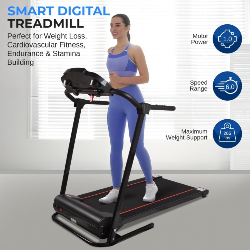 SereneLife Electric Folding Treadmill Exercise Machine - Smart Compact Digital Fitness Treadmill Workout Trainer w/Bluetooth App Sync, Manual Incline Adjustment, for Walking, Running, Gym - Image 36