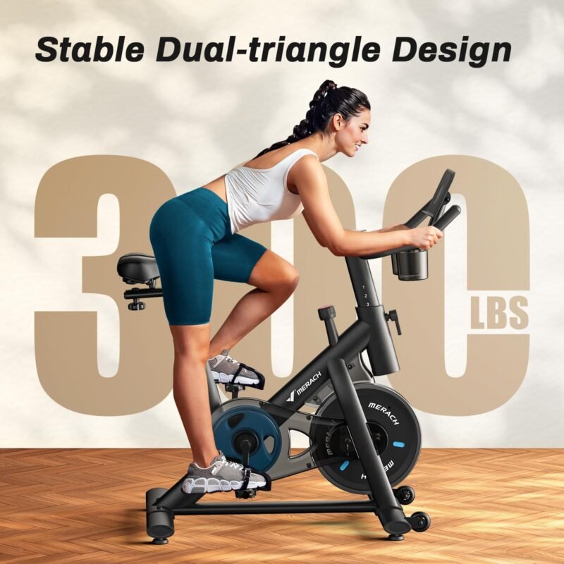 MERACH Exercise Bike, Brake Pad Stationary Bike with Exclusive App, Low Noise Indoor Cycling Bike with 300lbs Weight Capacity, Tablet Mount and Fitness Courses for Weight Loss - Image 28