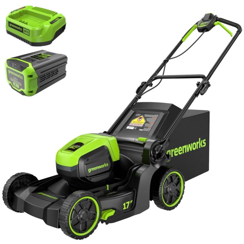 Greenworks 60V 17" Brushless (Push) Lawn Mower, 4.0Ah Battery and 3A Charger - Image 4