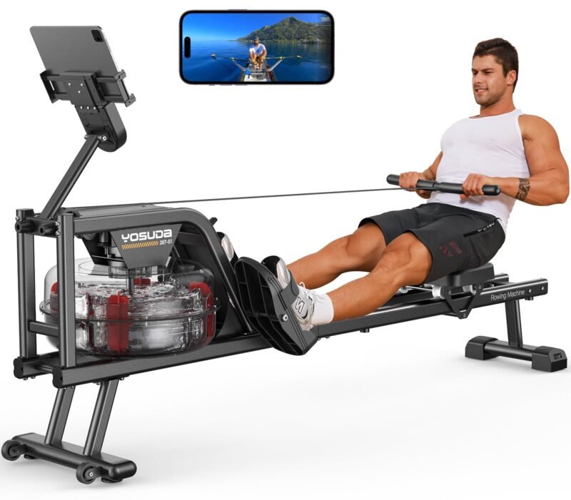 YOSUDA Magnetic/Water Rowing Machine 350 LB Weight Capacity - Foldable Rower for Home Use with Bluetooth, App Supported, Tablet Holder and Comfortable Seat Cushion - Image 4
