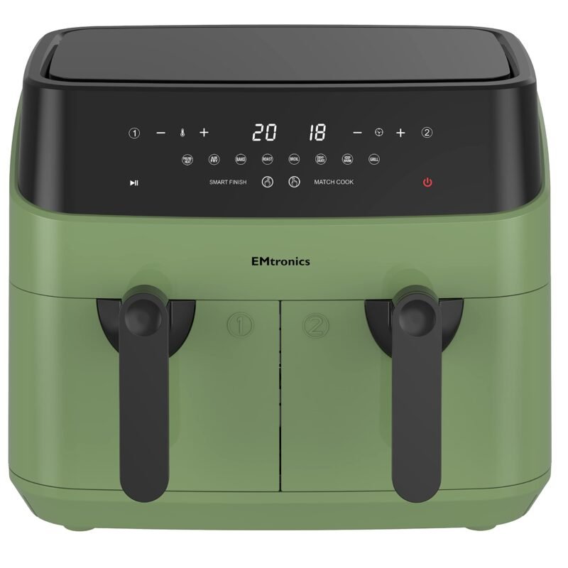 EMtronics EMAFDD9LSL Dual Air Fryer 9L - Double XL Basket, 8 Cooking Presets, 99-Min Timer, Stainless Steel, Oil-Free Healthy Cooking - Image 40