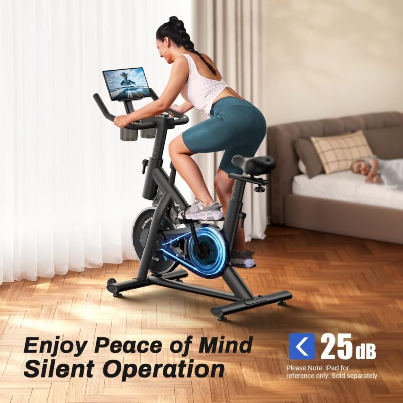 MERACH Exercise Bike, Brake Pad Stationary Bike with Exclusive App, Low Noise Indoor Cycling Bike with 300lbs Weight Capacity, Tablet Mount and Fitness Courses for Weight Loss - Image 26