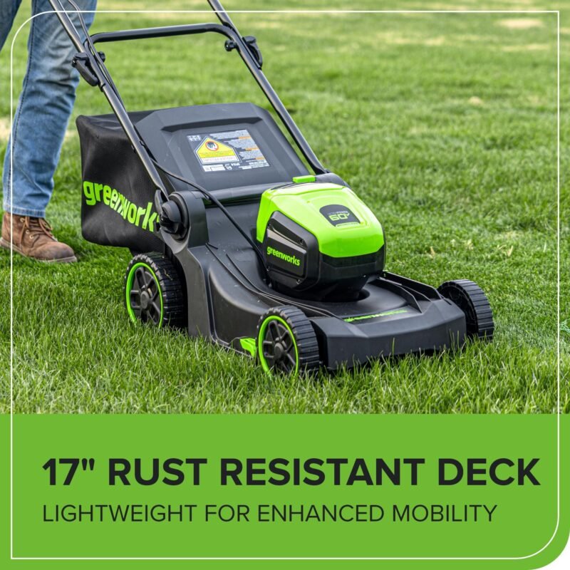 Greenworks 60V 17" Brushless (Push) Lawn Mower, 4.0Ah Battery and 3A Charger - Image 24
