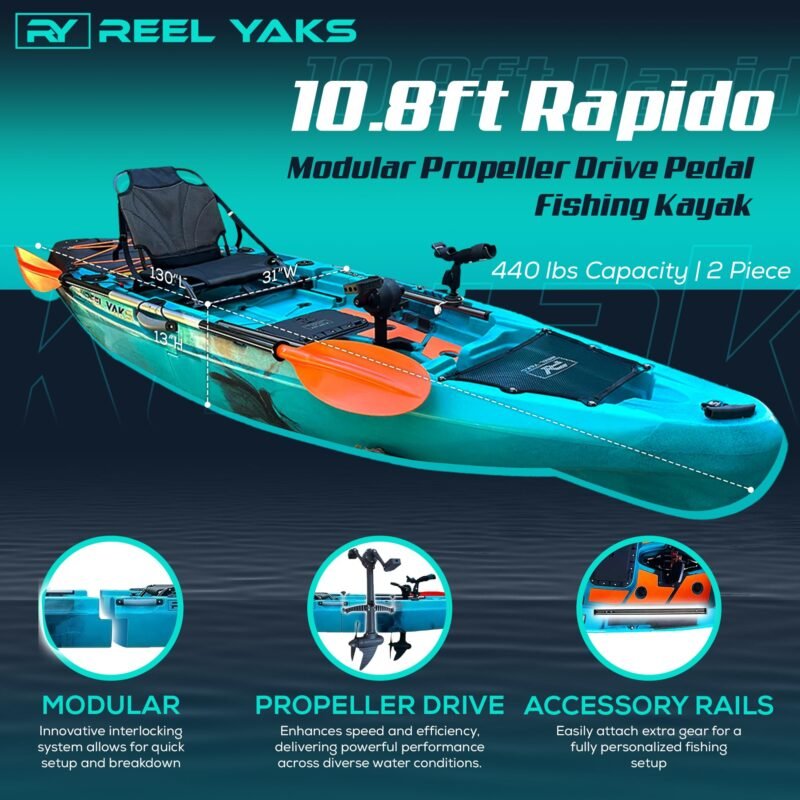 Rapido Modular Fishing Kayak - 10.8ft Lightweight, Sit On Top Kayak for Adults & Youth - Stable & Portable, Ideal Space-Saving Design for Travel - 400 lbs Capacity - Image 2