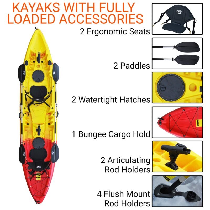 Brooklyn 12.5 Tandem 12 feet 8 inch Kayak W/Padded Seats, Paddles Included 2-3 Person Angler Kayak - Image 17