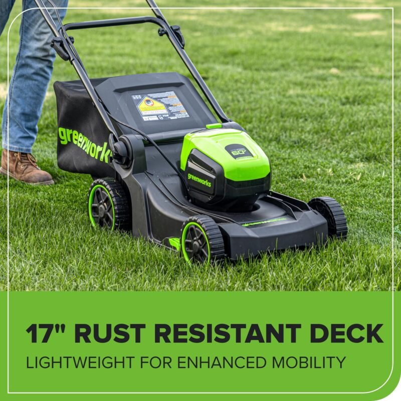 Greenworks 60V 17" Brushless (Push) Lawn Mower, 4.0Ah Battery and 3A Charger - Image 8