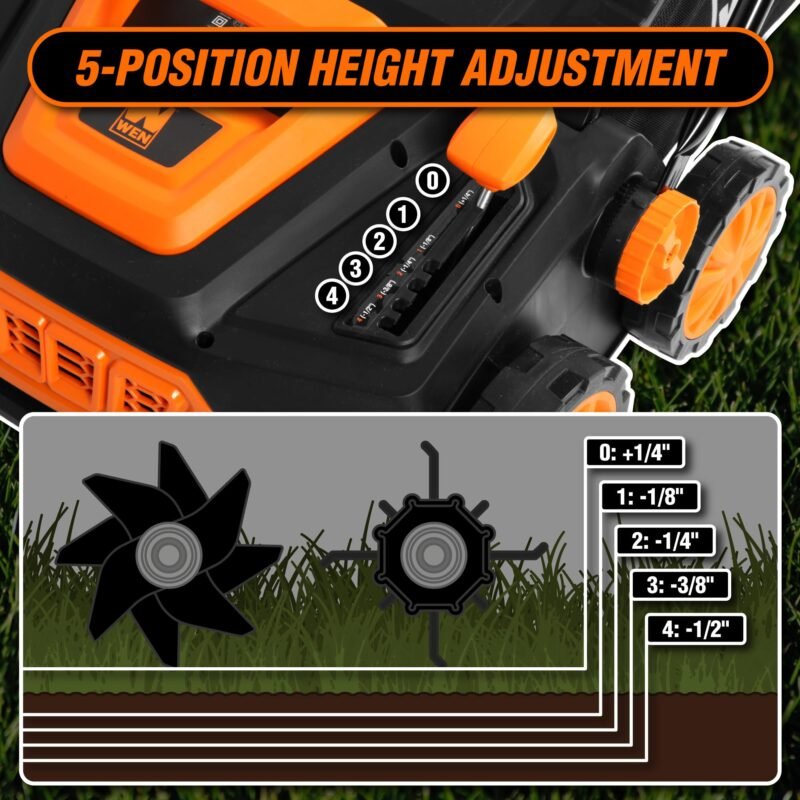 WEN 15-Inch 13-Amp 2-in-1 Electric Dethatcher and Scarifier with 12-Gallon Collection Bag (DT1315) - Image 30