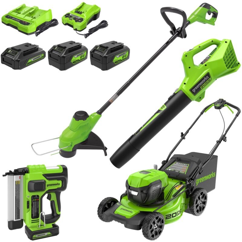 Greenworks 48V (2 x 24V) 17" Brushless Cordless (Push) Lawn Mower, (2) 4.0Ah Batteries and Dual Port Rapid Charger Included - Image 2