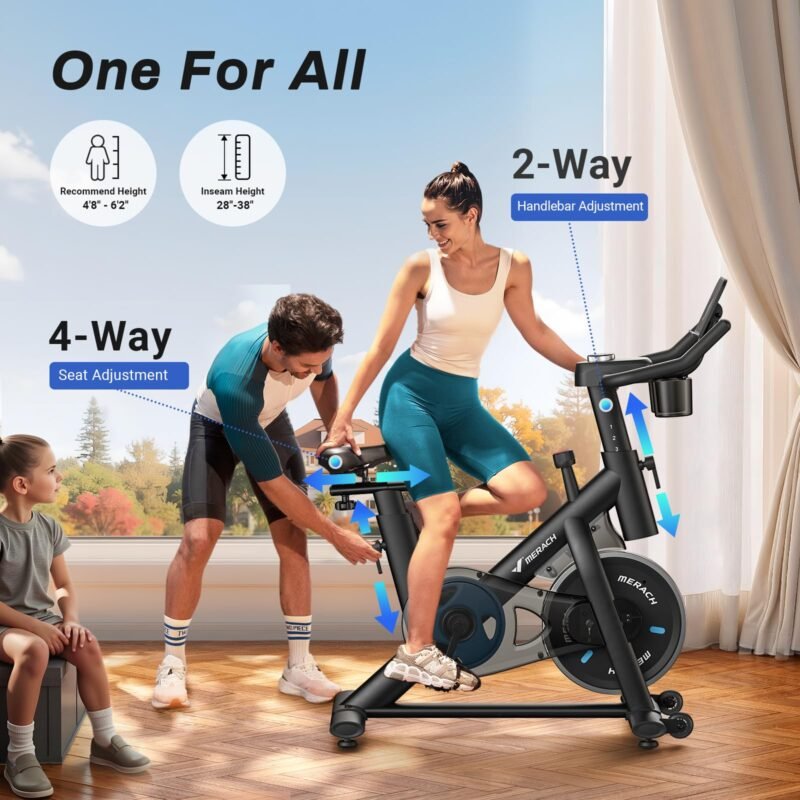 MERACH Exercise Bike, Brake Pad Stationary Bike with Exclusive App, Low Noise Indoor Cycling Bike with 300lbs Weight Capacity, Tablet Mount and Fitness Courses for Weight Loss - Image 29