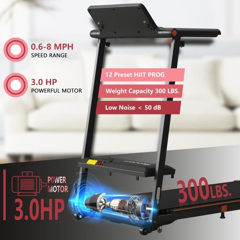 3 in 1 Under Desk Treadmill With Incline - Walking Pad With Removable Desk Workstation, 3.5HP Foldable Compact for Home Small Office - Wristband Remote Control - Image 13