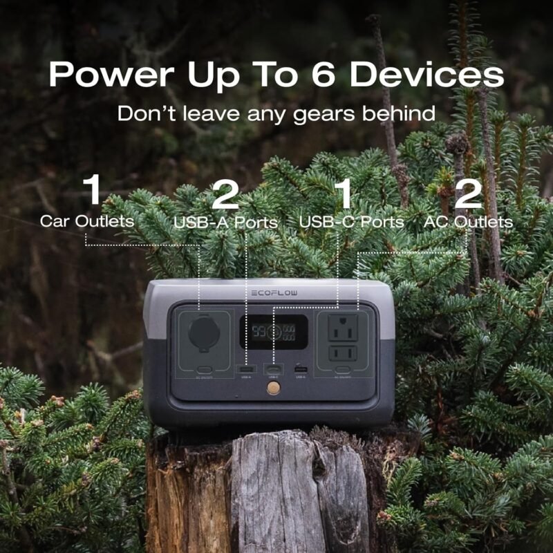 EF ECOFLOW Portable Power Station RIVER 2, 256Wh LiFePO4 Battery/ 1 Hour Fast Charging, 2 Up to 600W AC Outlets, Solar Generator (Solar Panel Optional) for Outdoor Camping/RVs/Home Use - Image 10