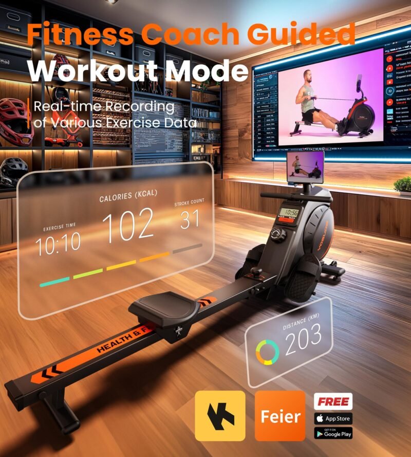 YOSUDA Magnetic/Water Rowing Machine 350 LB Weight Capacity - Foldable Rower for Home Use with Bluetooth, App Supported, Tablet Holder and Comfortable Seat Cushion - Image 13