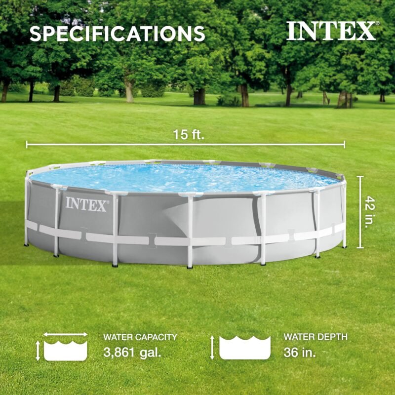 Intex 26701EH Prism Frame 10ft (3.05m) x 30in (76cm) Above Ground Pool Set – 1,185 Gallon (4,486L) Capacity with Filter Pump – Rust & Puncture Resistant, Quick Setup - Image 16
