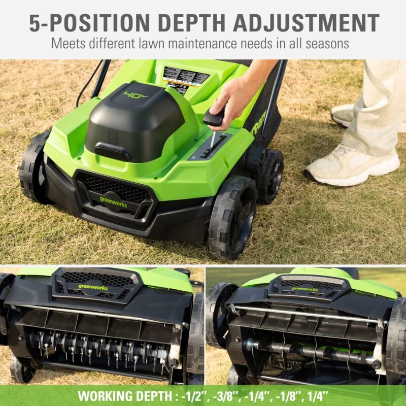 Greenworks 13 Amp 14-Inch Corded Dethatcher / Scarifier, DT13B00 - Image 29
